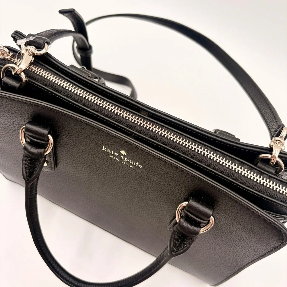 Kate Spade Mulberry Street Lise Black Pebbled Leather Satchel Bag K1115 NWT